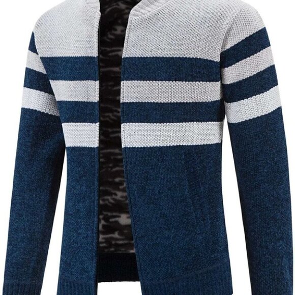 Blue and Grey Mens Cardigan - Picture 6 of 7